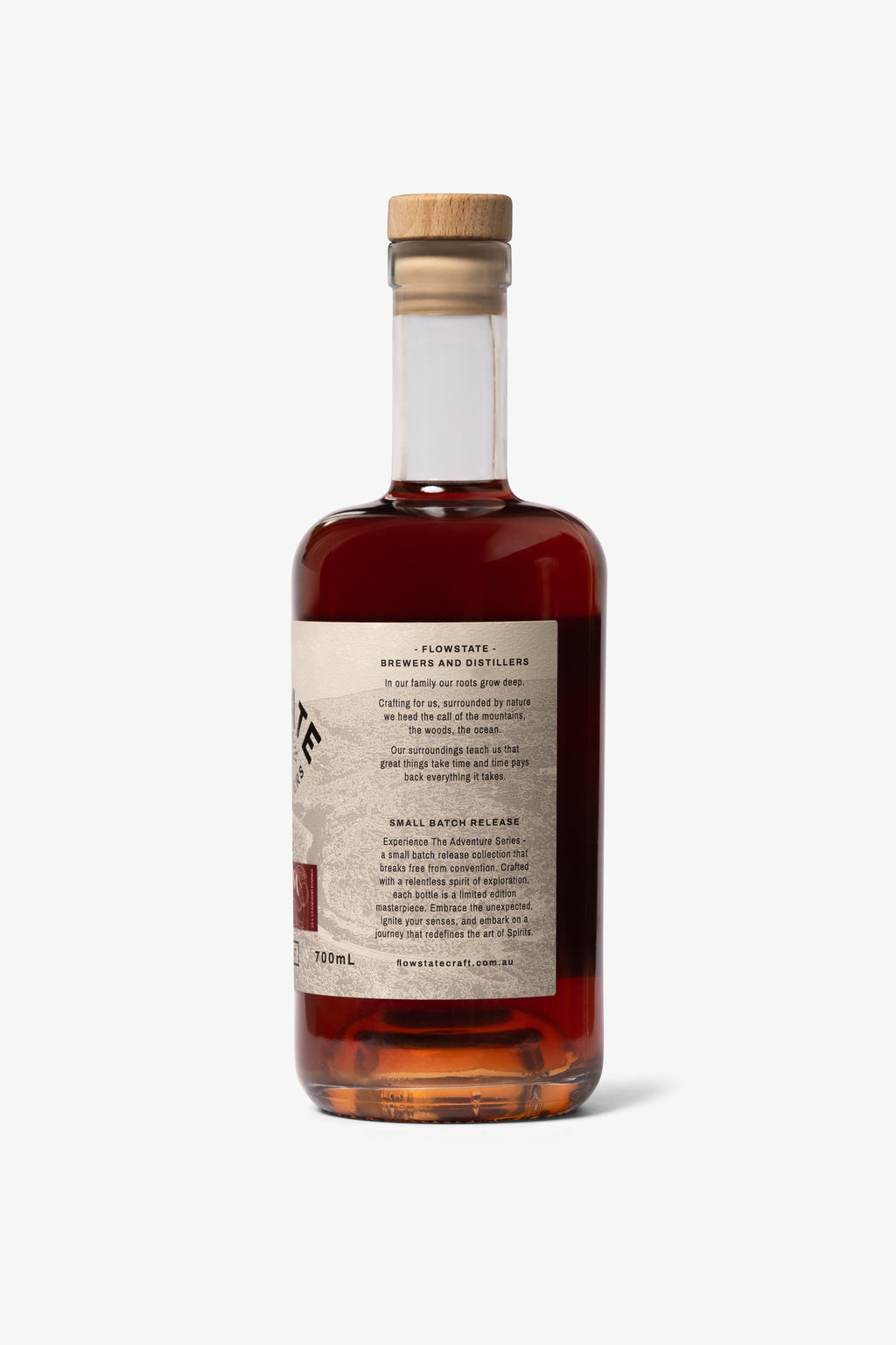Innerbloom Gin bottle, side label with the Adventure Series story